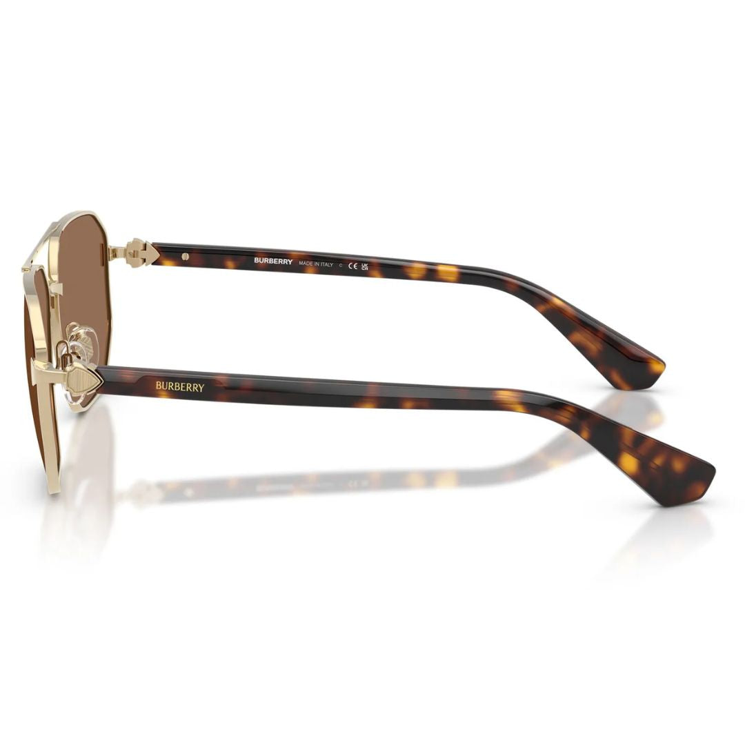 Burberry BE3166 Square Sunglasses in Grey Lenses With Tortoise (Havana) Frame, side view