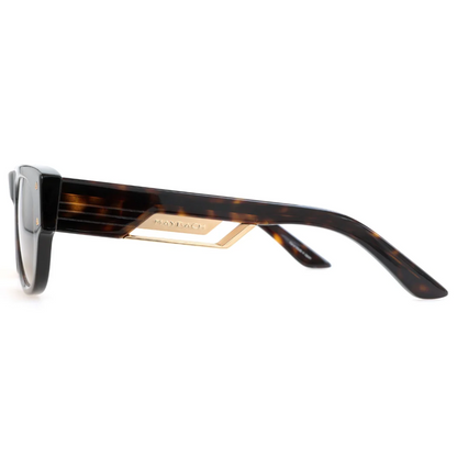 Maybach THE REBEL 1 Wayfarer Sunglasses in Umber Brown Gradient / Mellow Gold-Plated Tortoise, angle view