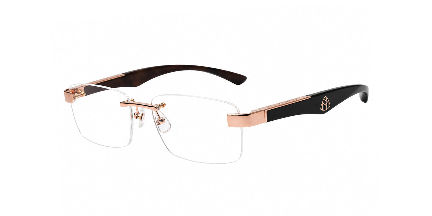 Maybach THE ARTIST III Rectangle Eyeglasses in Clear / Rose Gold Plated, side view