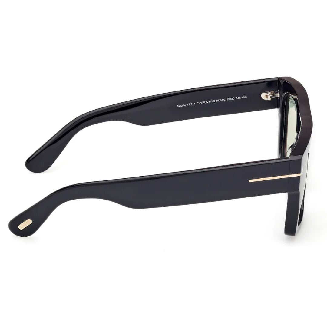 Tom Ford TF0711 Square Sunglasses in Green Photochromic Shiny Black, angle view