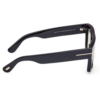 Tom Ford TF0711 Square Sunglasses in Green Photochromic Shiny Black, angle view