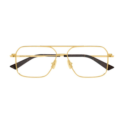 Bottega Veneta BV1384O Aviator Eyeglasses in Clear Lenses With Gold Frame, front view