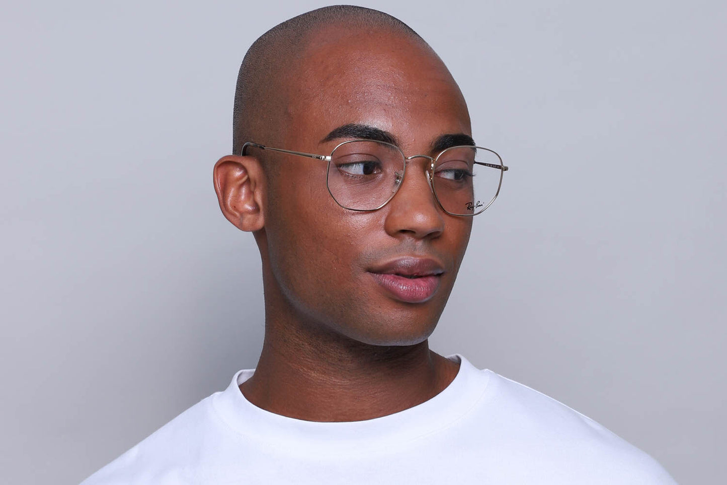 Ray-Ban RX6448 Geometric Eyeglasses in Gold, detail view
