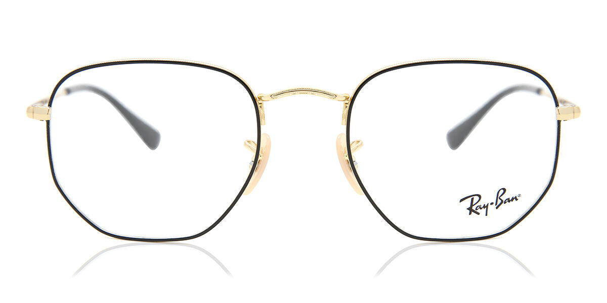 Ray-Ban RX6448 Geometric Eyeglasses in Black/Gold, front view