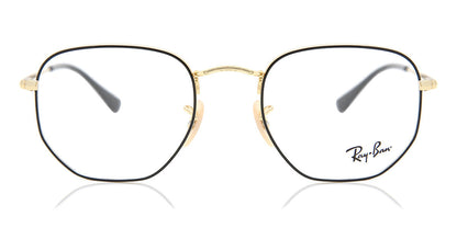 Ray-Ban RX6448 Geometric Eyeglasses in Black/Gold, front view
