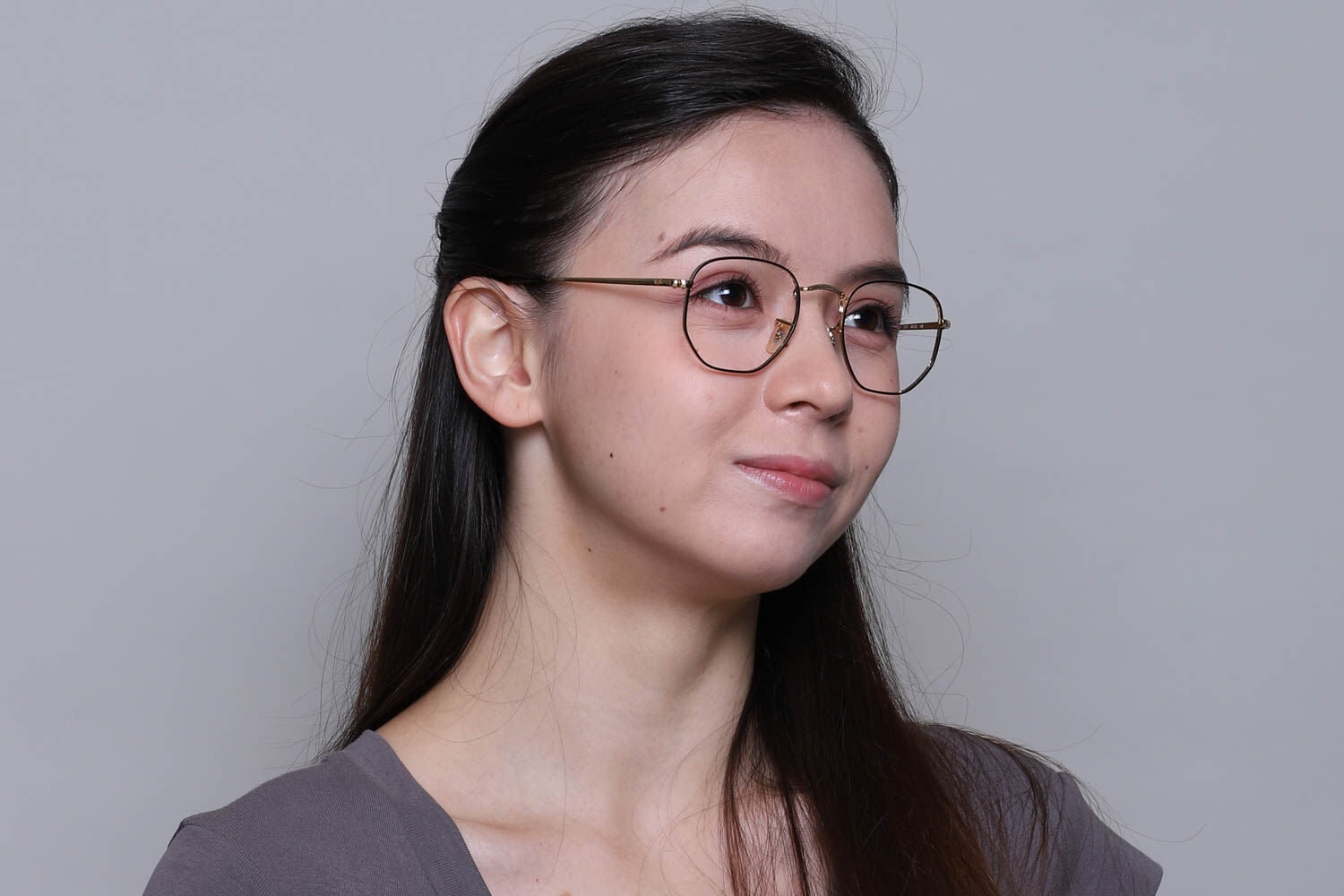 Ray-Ban RX6448 Geometric Eyeglasses in Black/Gold, detail view