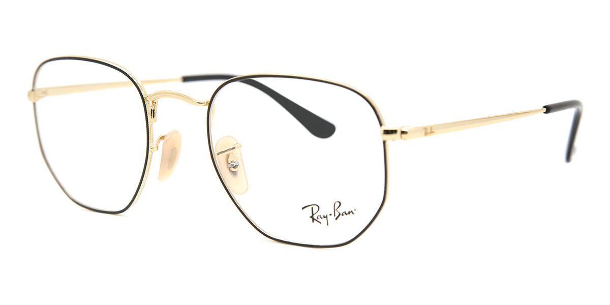 Ray-Ban RX6448 Geometric Eyeglasses in Black/Gold, side view