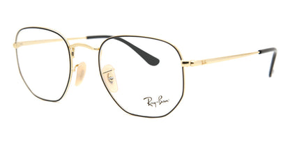 Ray-Ban RX6448 Geometric Eyeglasses in Black/Gold, side view