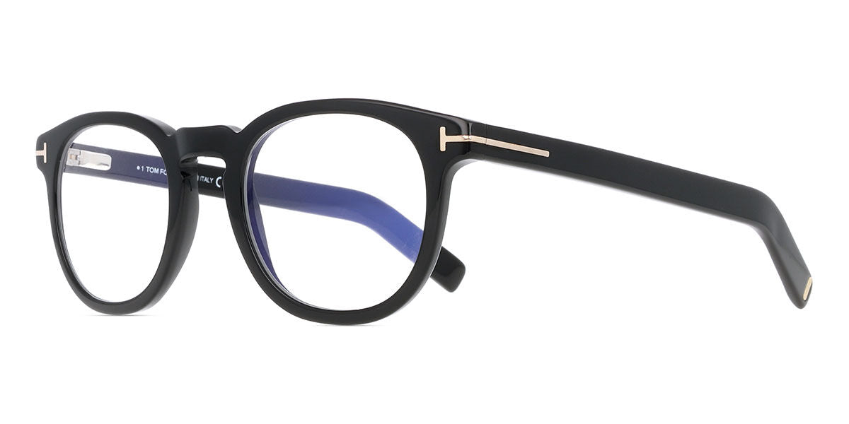 Tom Ford TF5629B Oval Eyeglasses in Clear Shiny Black, side view