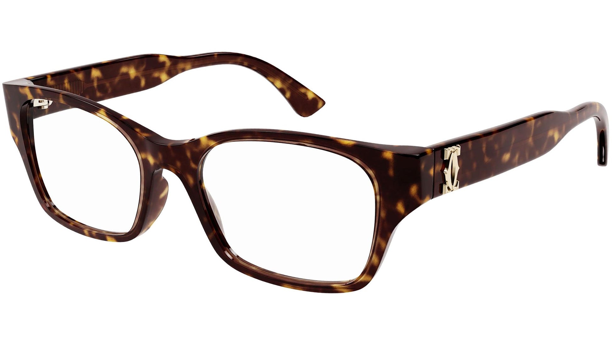 Cartier CT0316O Rectangle Eyeglasses in Demo Lenses With Havana Brown Frame, detail view