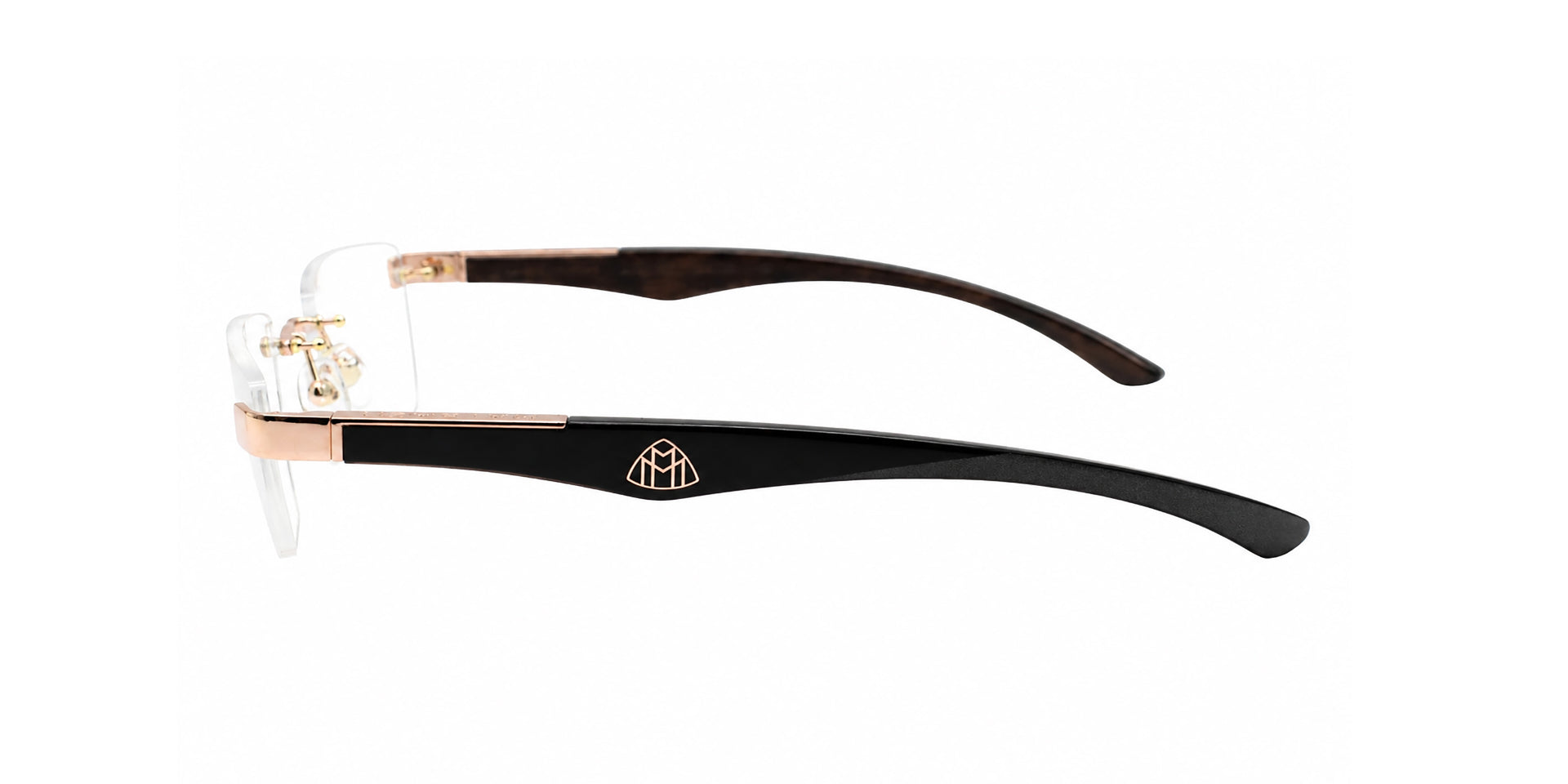 Maybach THE ARTIST III Rectangle Eyeglasses in Clear / Rose Gold Plated, angle view