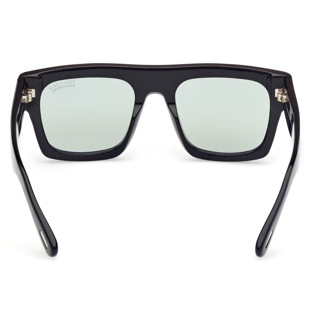Tom Ford TF0711 Square Sunglasses in Green Photochromic Shiny Black, detail view