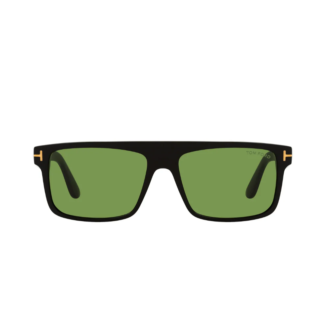 Tom Ford TF0999 Rectangle Sunglasses in Green / Shiny Black, angle view