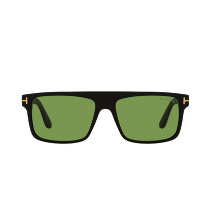 Tom Ford TF0999 Rectangle Sunglasses in Green / Shiny Black, angle view
