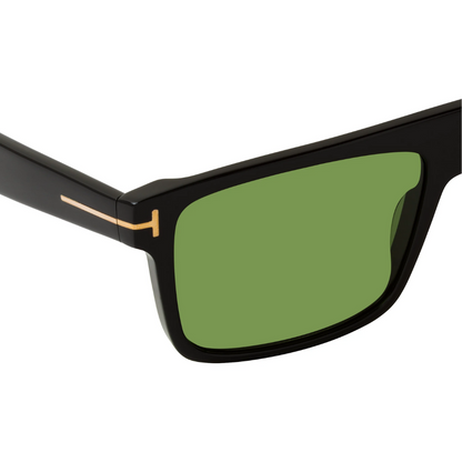 Tom Ford TF0999 Rectangle Sunglasses in Green / Shiny Black, detail view