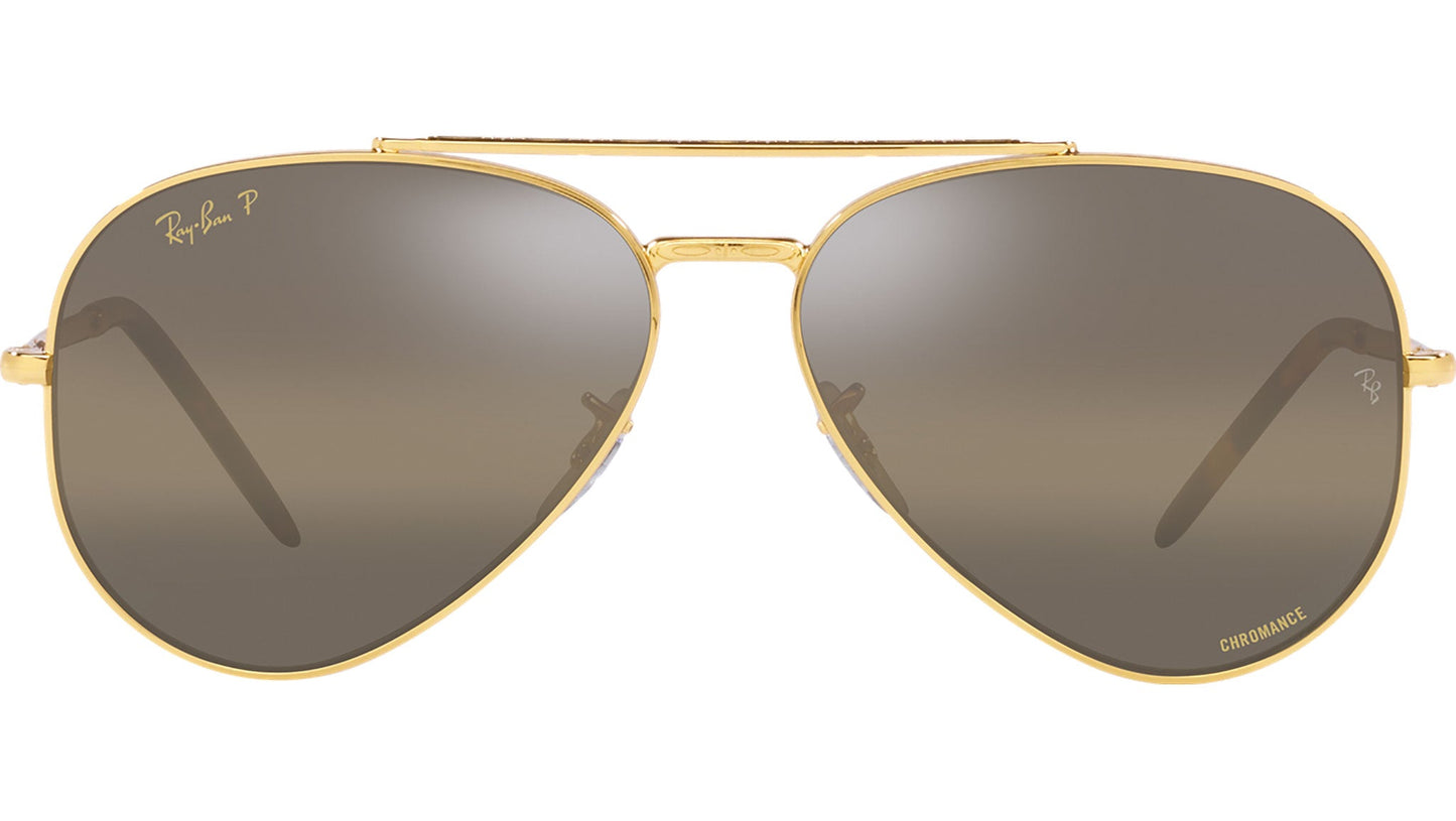 Ray-Ban RB3625 Aviator Sunglasses in Gradient Brown Mirror Lenses With Gold Frame, front view