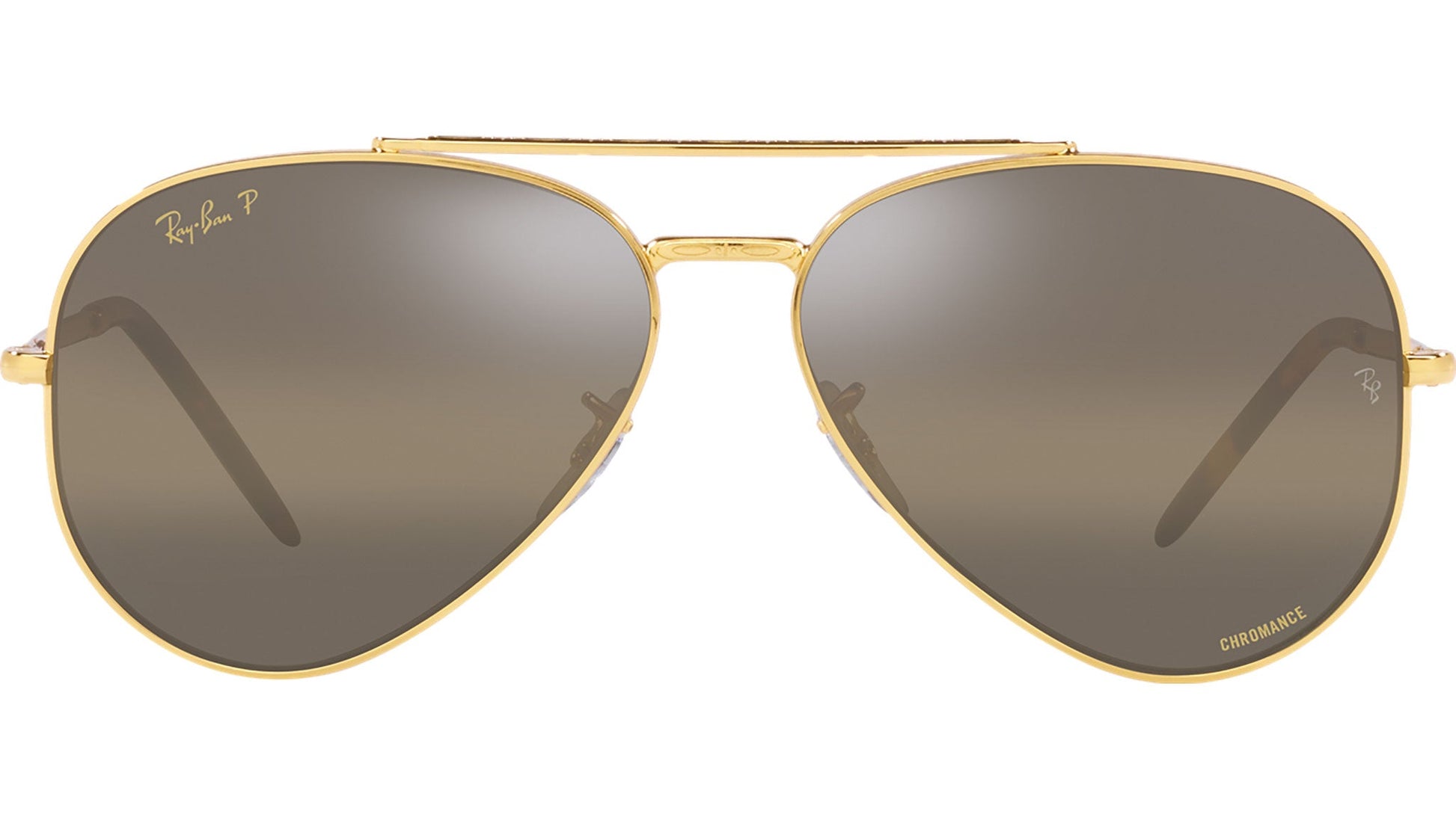 Ray-Ban RB3625 Aviator Sunglasses in Gradient Brown Mirror Lenses With Gold Frame, front view