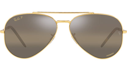 Ray-Ban RB3625 Aviator Sunglasses in Gradient Brown Mirror Lenses With Gold Frame, front view
