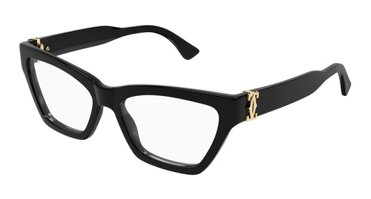 Cartier CT0590O Cat Eye Eyeglasses in Transparent/Black, front view