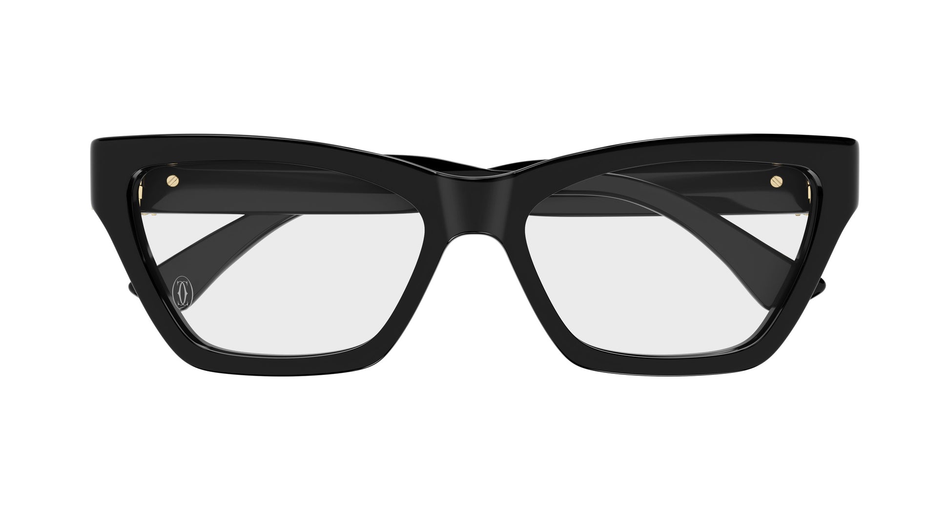 Cartier CT0590O Cat Eye Eyeglasses in Transparent/Black, angle view
