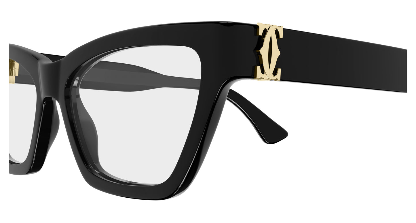 Cartier CT0590O Cat Eye Eyeglasses in Transparent/Black, side view