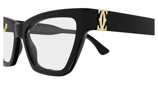 Cartier CT0590O Cat Eye Eyeglasses in Transparent/Black, side view