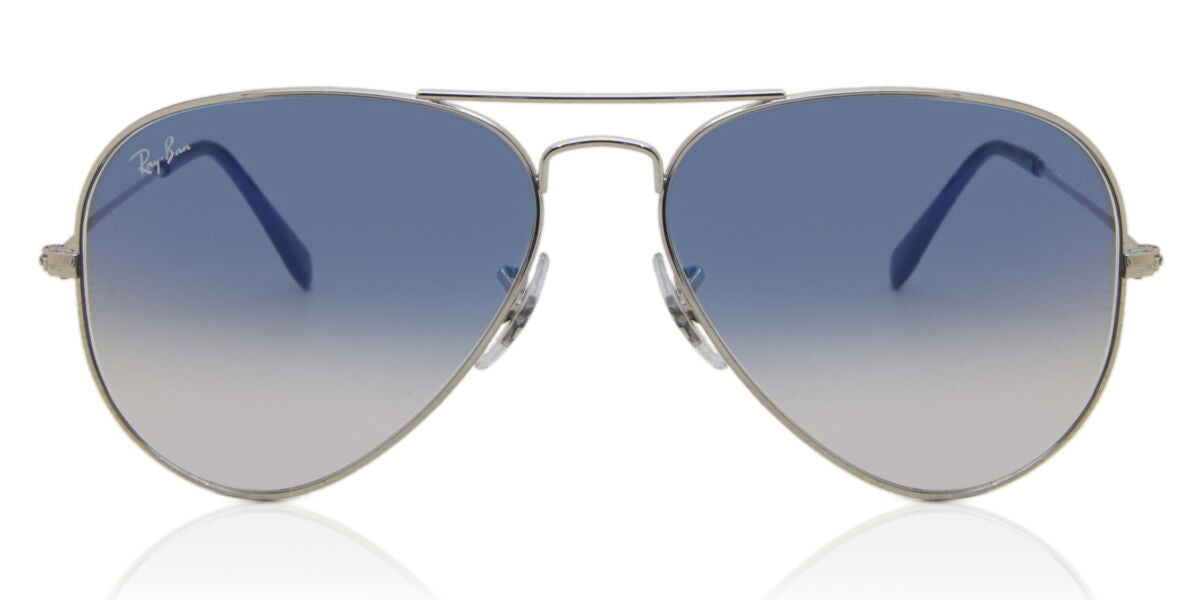 Ray-Ban RB3025 Aviator Sunglasses in Gradient Light Blue/Silver, front view