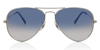 Ray-Ban RB3025 Aviator Sunglasses in Gradient Light Blue/Silver, front view