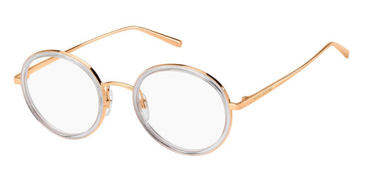 Marc Jacobs MARC481 Round Eyeglasses in Clear / Grey-Rose Gold, angle view