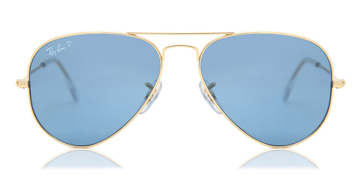Ray-Ban RB3025 Aviator Sunglasses in Blue/Gold, front view