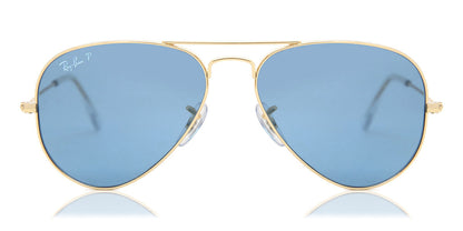 Ray-Ban RB3025 Aviator Sunglasses in Blue/Gold, front view