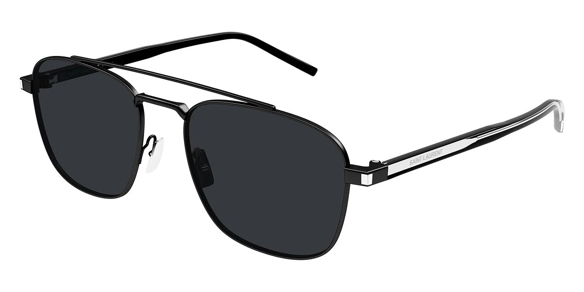 Saint Laurent SL665S Aviator Sunglasses in Black / Black-Crystal, side view