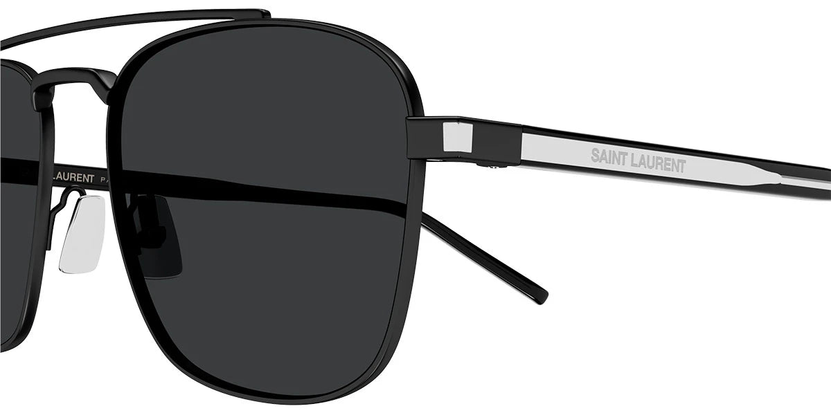 Saint Laurent SL665S Aviator Sunglasses in Black / Black-Crystal, angle view