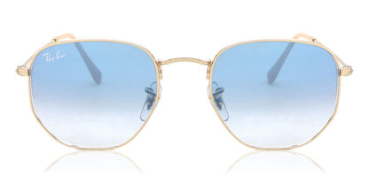 Ray-Ban RB3548 Oval Sunglasses in Gradient Blue / Gold, front view
