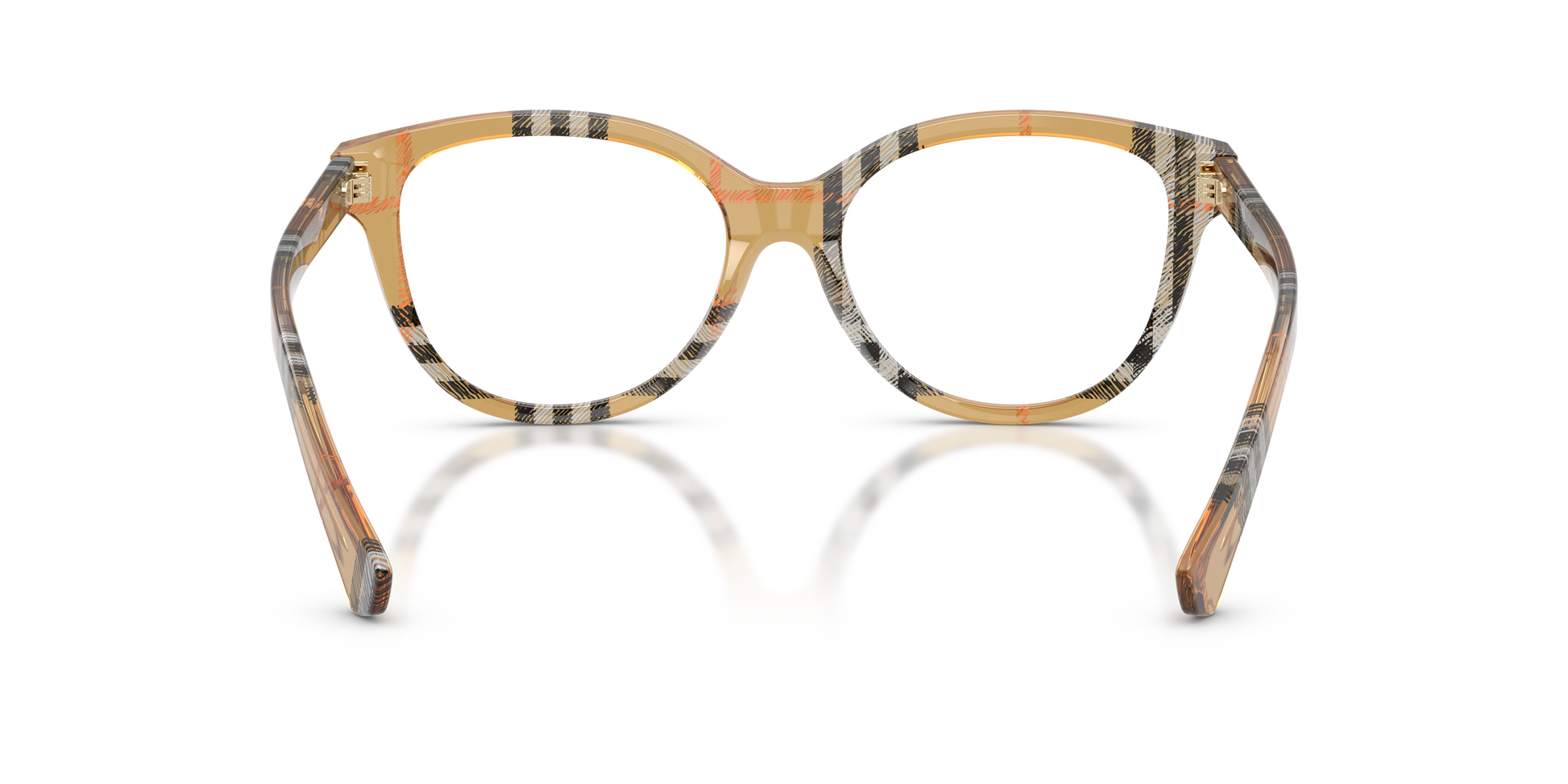 Burberry BE2456 Cat Eye Eyeglasses in Clear Lenses With Check Sand Frame, back view