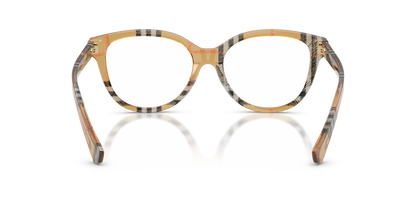 Burberry BE2456 Cat Eye Eyeglasses in Clear Lenses With Check Sand Frame, back view