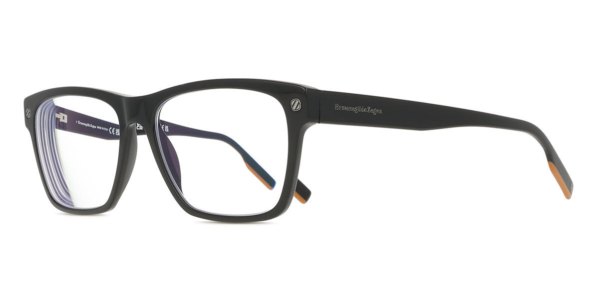 Zegna EZ5231 Square Eyeglasses in Shiny Black, side view