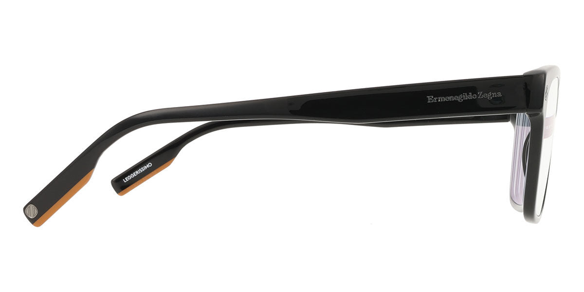Zegna EZ5231 Square Eyeglasses in Shiny Black, angle view