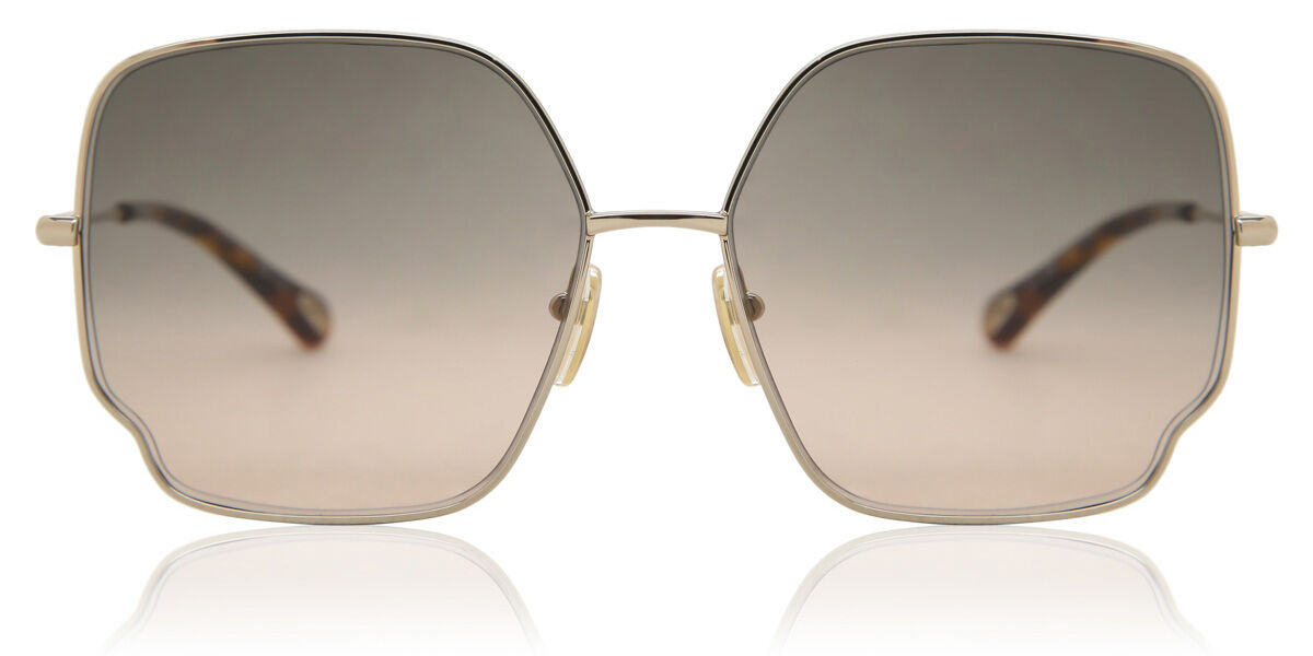 Chloe CH0092S Square Sunglasses in Brown/Shiny Gold, front view