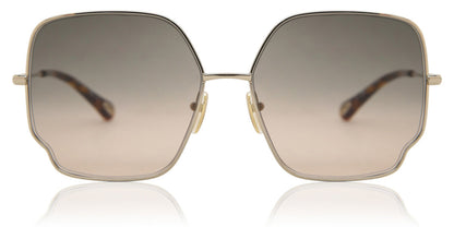 Chloe CH0092S Square Sunglasses in Brown/Shiny Gold, front view