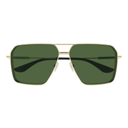 Alexander McQueen AM0500S Aviator Sunglasses in Green Lenses With Gold Frame, side view