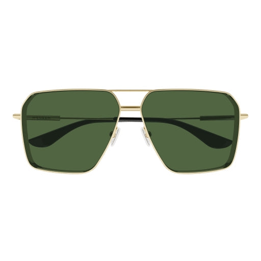 Alexander McQueen AM0500S Aviator Sunglasses in Green Lenses With Gold Frame, side view
