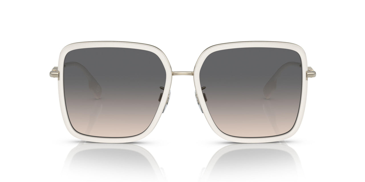 Burberry BE3145/S Square Sunglasses in Light Brown Gradient Grey Lenses With Ivory Frame, back view
