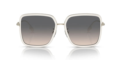 Burberry BE3145/S Square Sunglasses in Light Brown Gradient Grey Lenses With Ivory Frame, back view