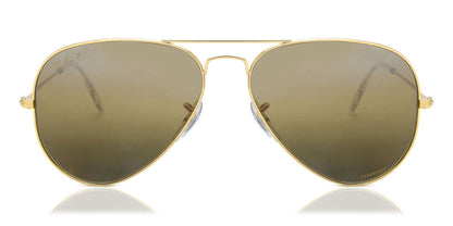Ray-Ban RB3025 Aviator Sunglasses in Brown/Gold, front view