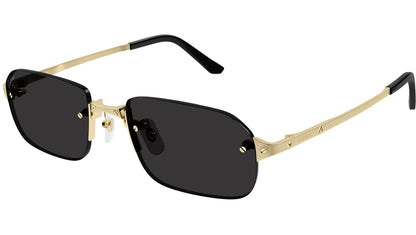 Cartier CT0460S Rectangle Sunglasses in Solid Grey Lenses With Gold Frame, angle view