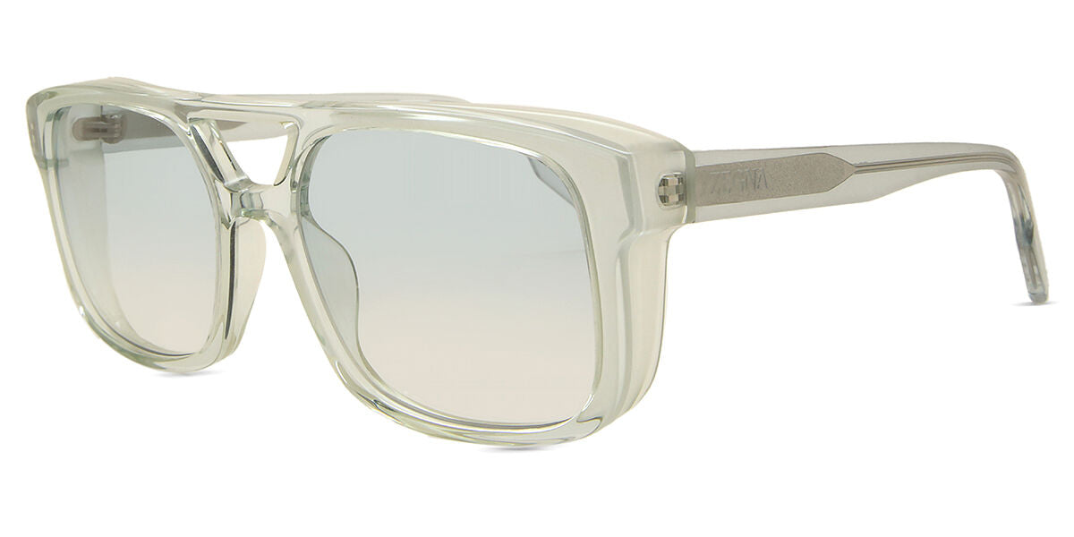 Zegna EZ0209 Pilot Sunglasses in Transparent Blue, side view