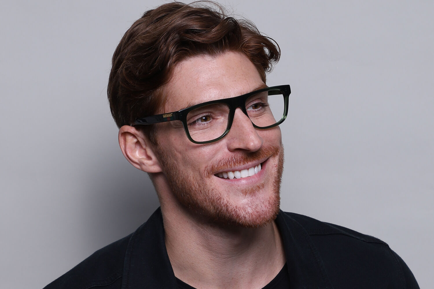 Gucci GG1117ON Square Eyeglasses in Transparent Green, detail view