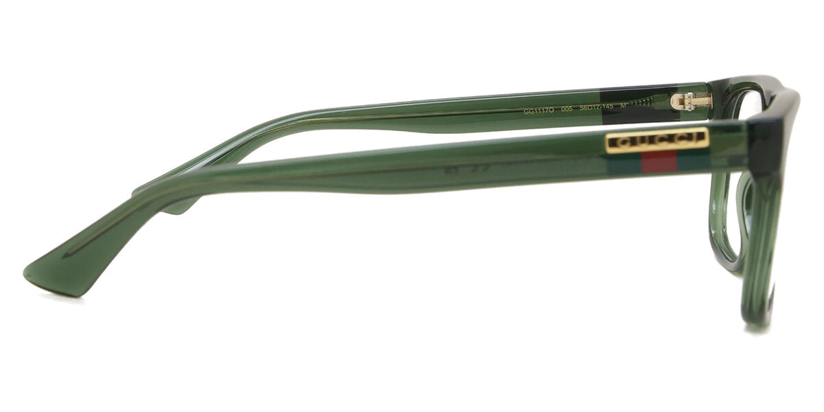 Gucci GG1117ON Square Eyeglasses in Transparent Green, angle view