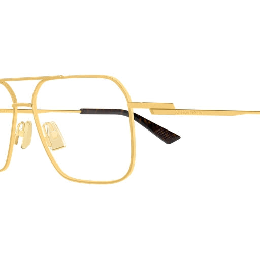 Bottega Veneta BV1384O Aviator Eyeglasses in Clear Lenses With Gold Frame, detail view